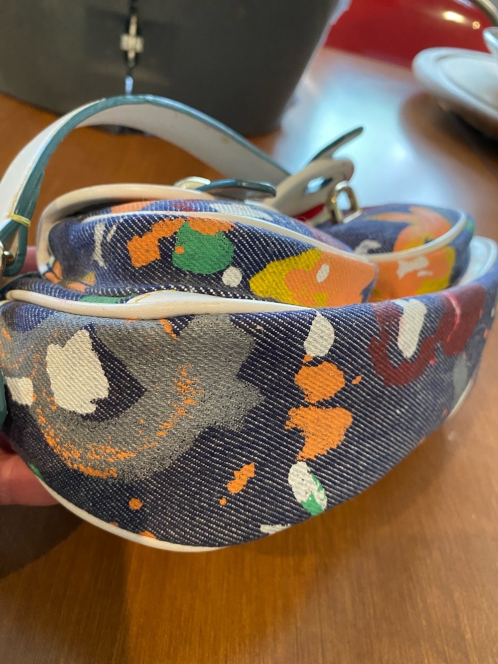 Dooney & Bourke Graffiti Paint Splatter Mini Shoulder Bag Canvas and Leather - Picture 11 of 16